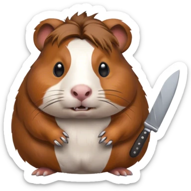 An angry guinea pig with a knife in its paw  sticker