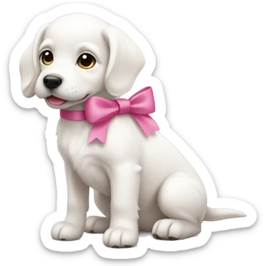 white puppy with a pink bow sticker