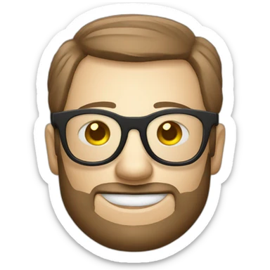 designer geek avec des lunettes face à un ordinateur sticker