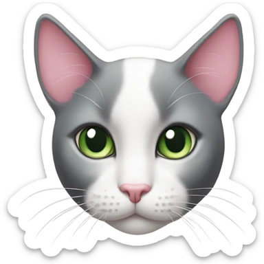 Tuxedo cat with green eyes and pink nose and black spot on chest sticker