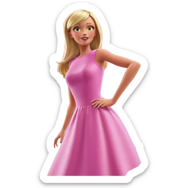 blonde girl in pink dress sticker