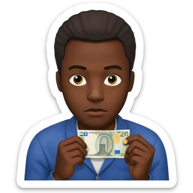create a blackman holding 20 euro bill and looking like a villian sticker