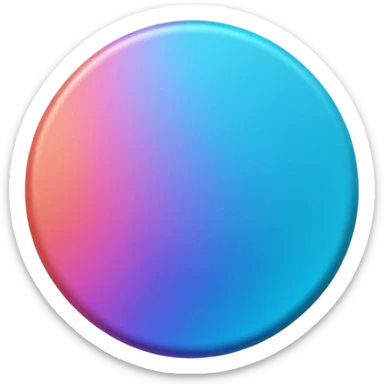 
One  3d coin color in in gradient of turquoise, blue, pink, purple, and coral sticker