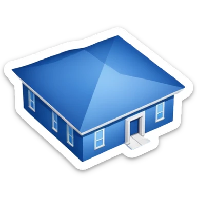 blue blueprint with white architectural lines, a dotted line leading to an X sticker