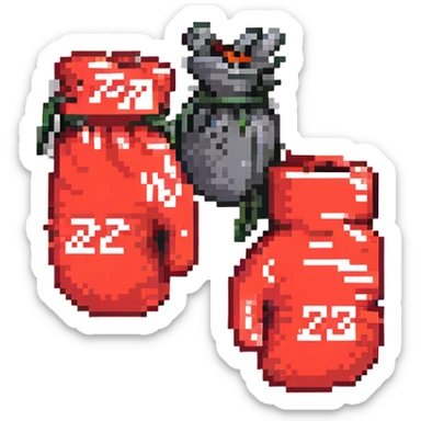 красные боксерские перчатки друг на друге с надписью "23", no background sticker