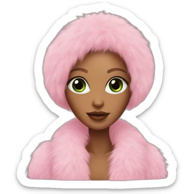 pink faux fur coat green eyed woman sticker