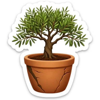 Terracota Italian pot with an olive tree sticker