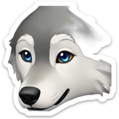 dark female gray wolf blue eyes  sticker