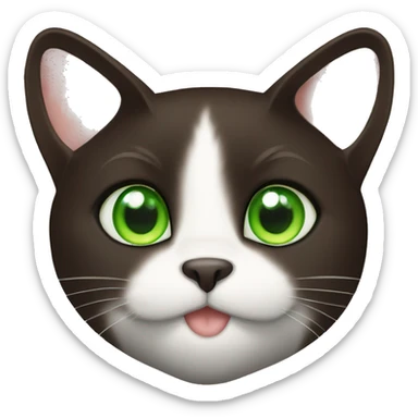 Cute Dark brown Tuxedo cat with green eyes sticker