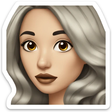 beautiful woman with black wavy hair and ivory skin and big brown eyes and long lashes and full lips sticker