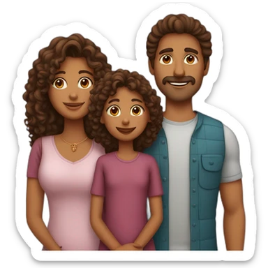 indian family mom and daughter curly hair and dad and son straight hair sticker