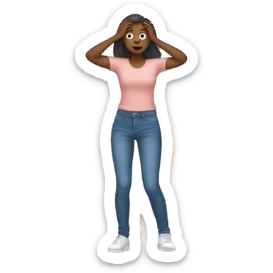 Female trying to hold her pants up sticker