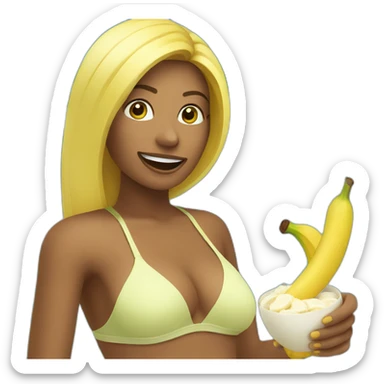 bikini woman eating banana sticker