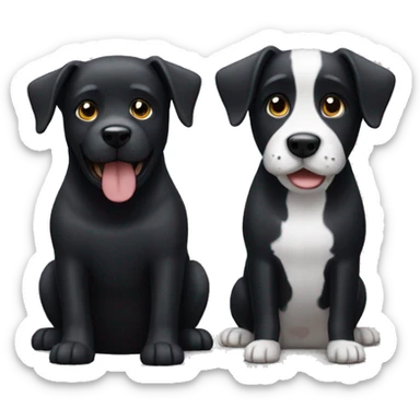 Cute black dog and white dog facing the screen sticker