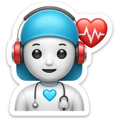 Medical chatbot logo emoji, speech bubble + heartbeat, minimal, friendly, professional sticker