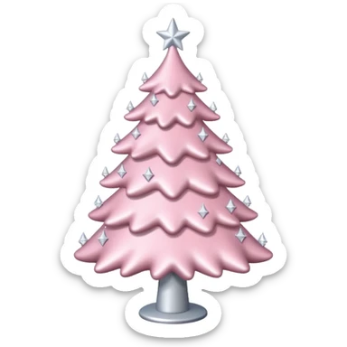 A light pink Christmas tree with white shimmering small stars all over it sticker