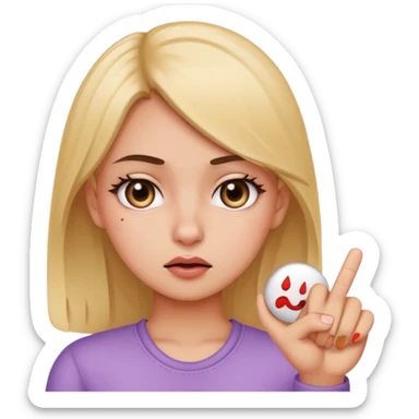 a girl rolling her eyes with the middle finger up sticker