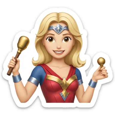 Blonde Wonder Woman holding conductor’s baton and bell  sticker