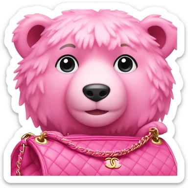 pink bear in chanel bag  sticker