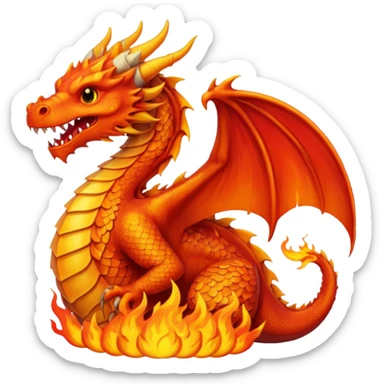 um dragão pegando fogo sticker