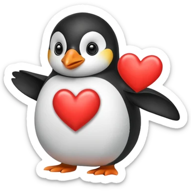 Penguin handing their heart away sticker