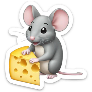 Mouse eating cheese sticker