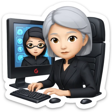grandmother ninja working in GenAI sticker