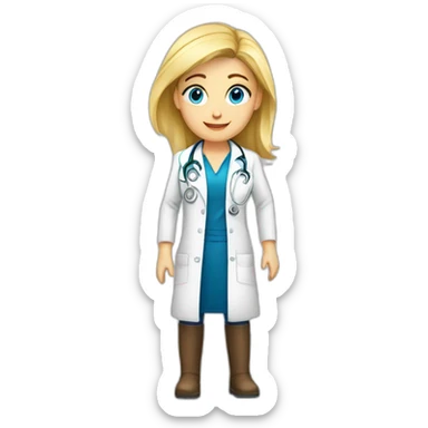 femme blond docteur queue de cheval yeux bleus sticker