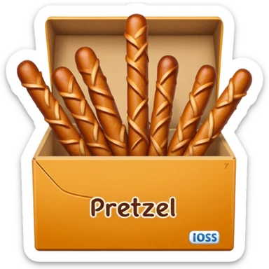 Pretzel sticks on box sticker