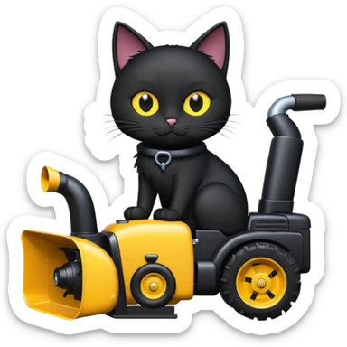 Schwarze katze auf schneefräse sticker