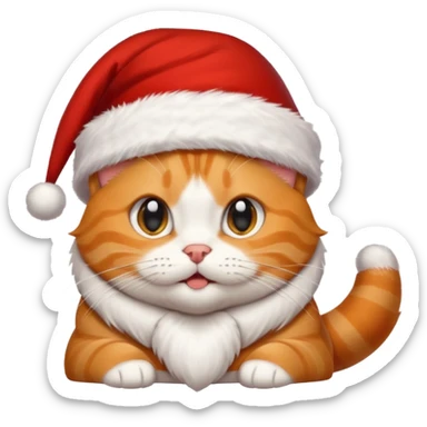 Make me a orange tabby cat with a white chin and a bit of white on the end of his tail and  a Santa hat that looks like 🐱 emoji sticker