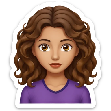 Morena com cabelo ondulado nas pontas  e de pelo um pouco bronzeada sticker