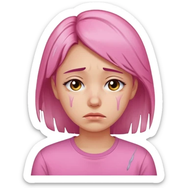 sad 30 year old woman pink shirt sticker