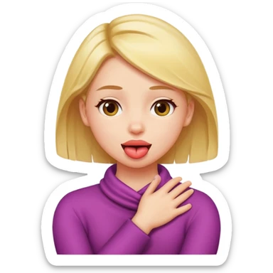 girl crossing arms around neck with toung out sticker