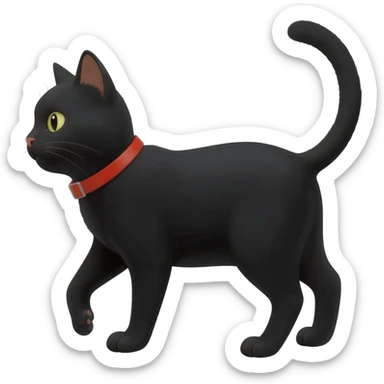 Black cat with red collar sticker