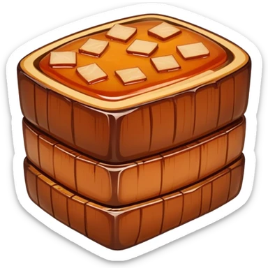 Dongpo Pork braised pork belly caramelized dish, simplified emoji style with bold outlines and bright colors, cartoon style Chinese culinary heritage sticker
