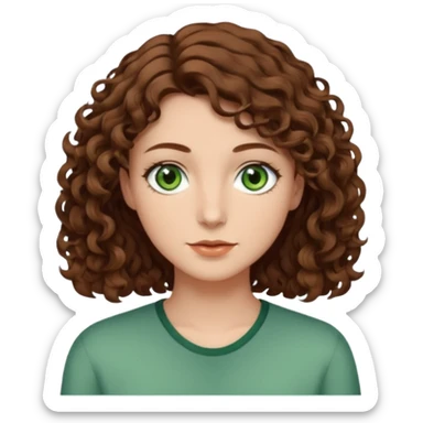 Man in the middle with brown hair and green eyes, women next to him with short brown hair with slight waves, taller women on right side with shoulder length curly hair and brown eyes sticker