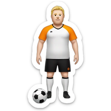 Fat white man play soccer orange and black sticker