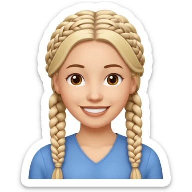 white woman with individual braids sticker