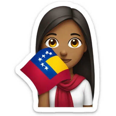 girl holding a venezuela flag  sticker