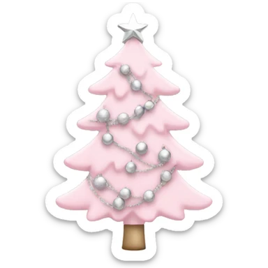 Light pink Christmas tree with silver garland  sticker