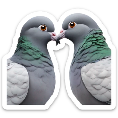 Two pigeons staring at each other sticker