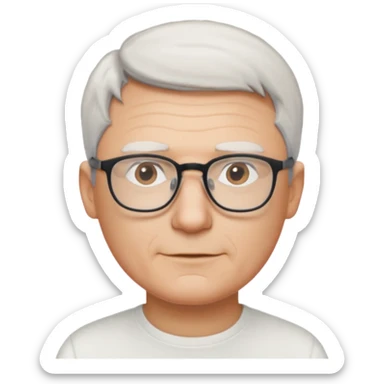 middle-aged-thin-white-man, white-short-hair-&-glasses,-wearing- white-shirt, facing right sticker