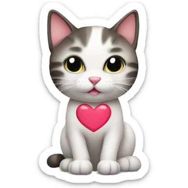 Kitty cat with love heart eyes sticker