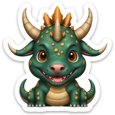 Black pibull dressed as a triceratops  sticker