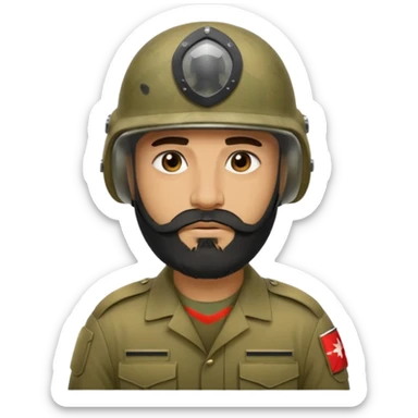 VERY TIRED, swarthy, Iraqi soldier in a casque, casque without insignia, with a beard sticker