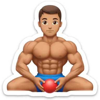 bodybuilder doing swiss-ball crunches sticker