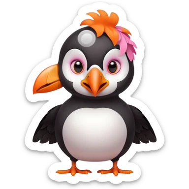pink puffin angry blow steam nose beak sticker