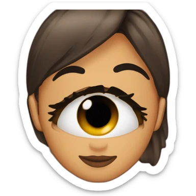 Chica pelo negro con cejas gruesas y ojos café oscuro sticker