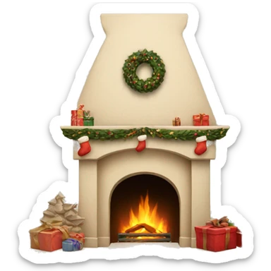 Christmas asthetic beige fireplace sticker